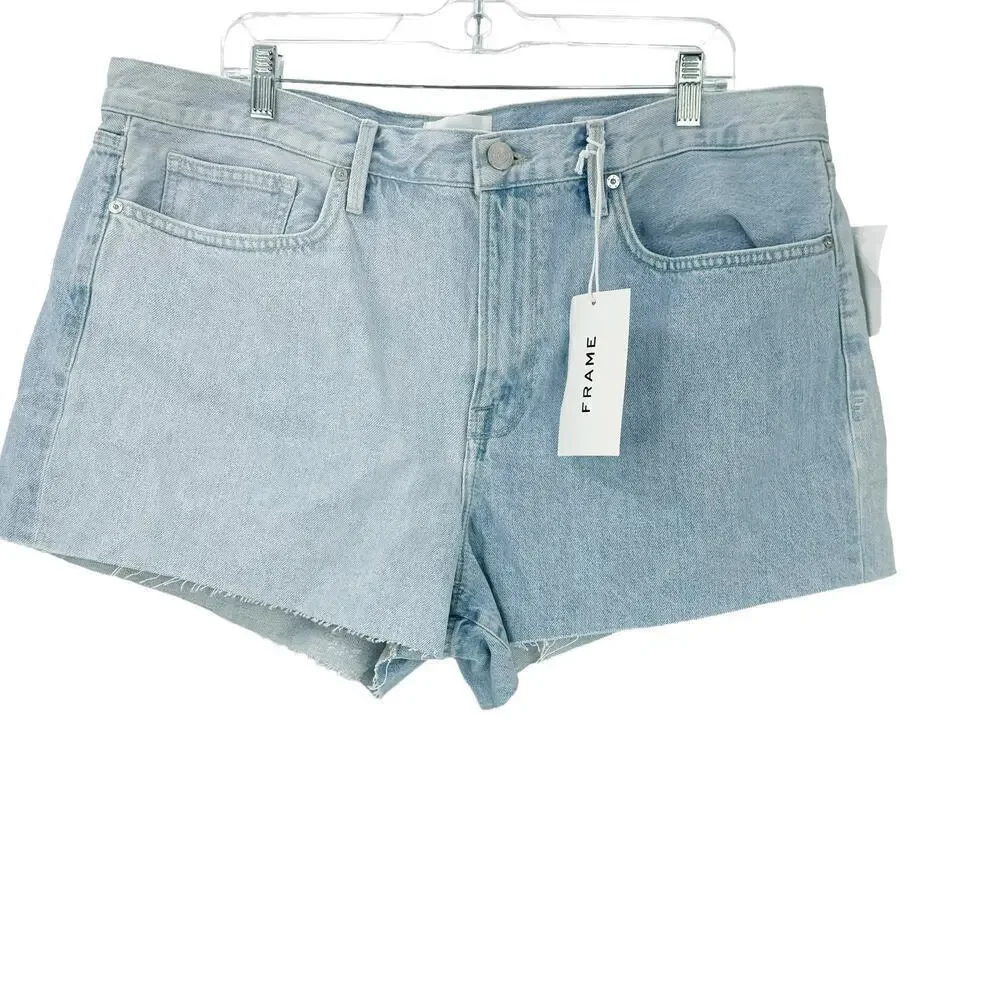 Frame Women's Le Brigette Denim High Rise Mini Short in Soap Size 34 NWT